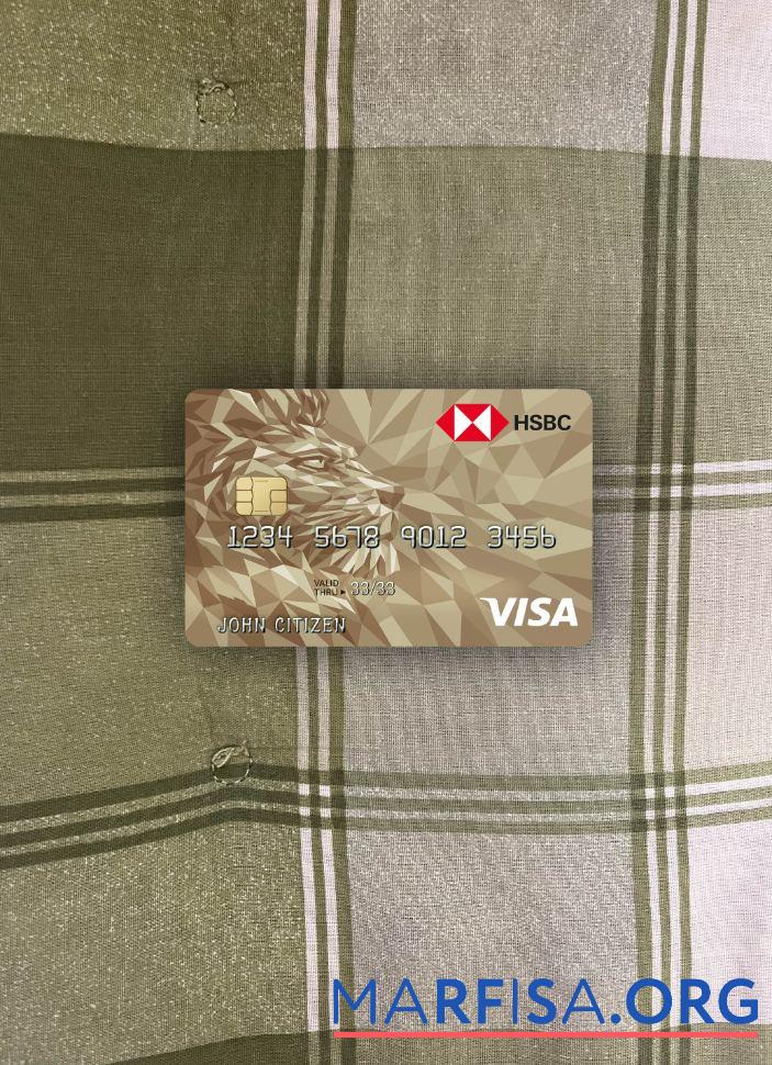 Realistic United Kingdom HSBC visa Gold credit card photolook front example